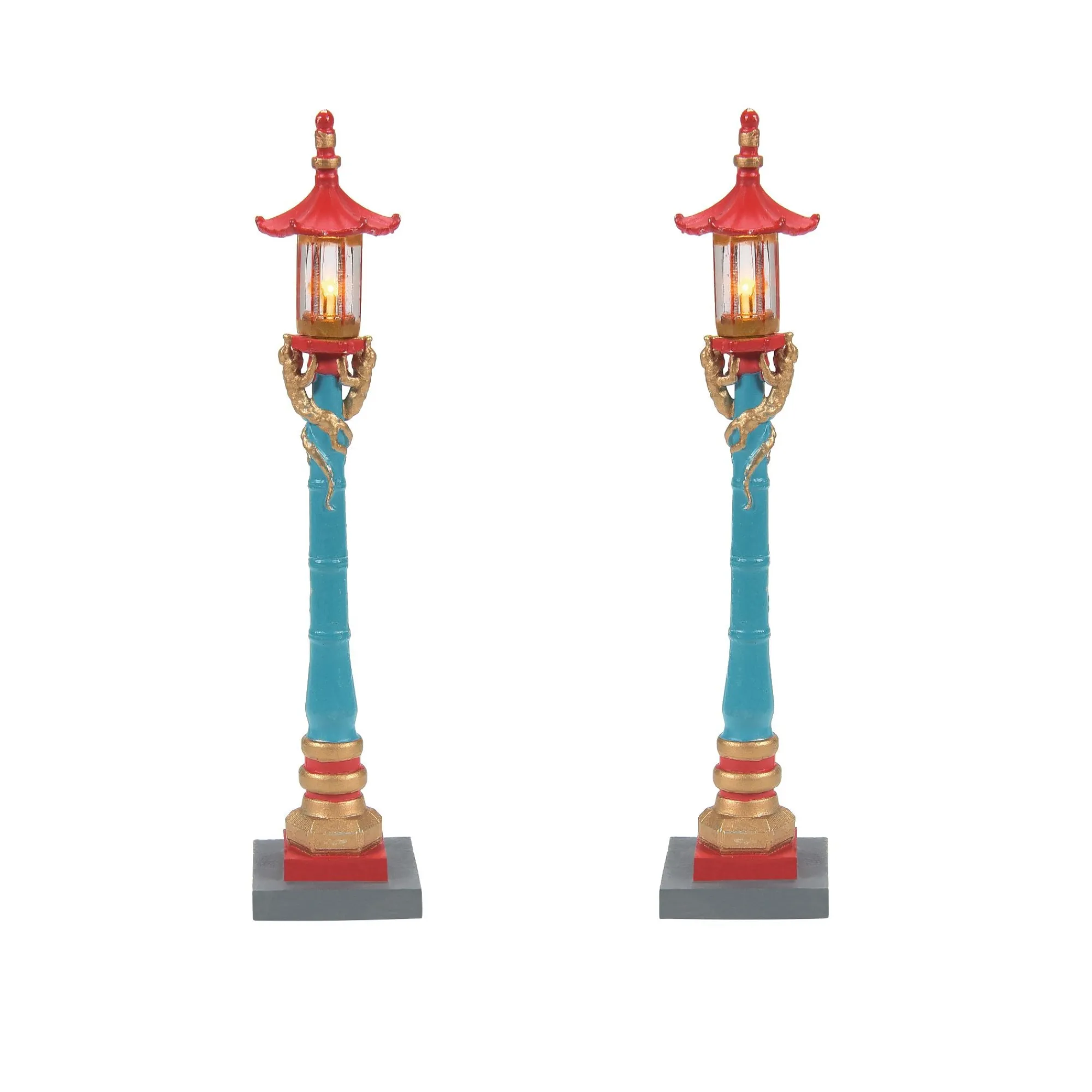 Department 56 Village Parts And Accessories | Chinatown Post Lamps S/2