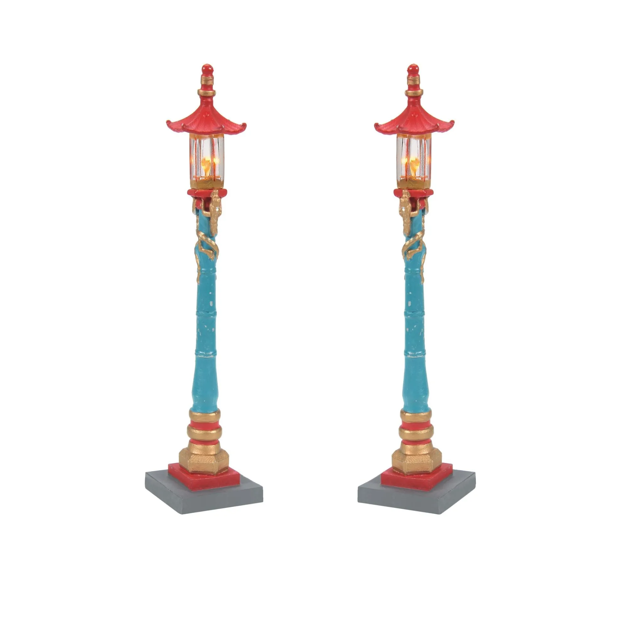 Department 56 Village Parts And Accessories | Chinatown Post Lamps S/2
