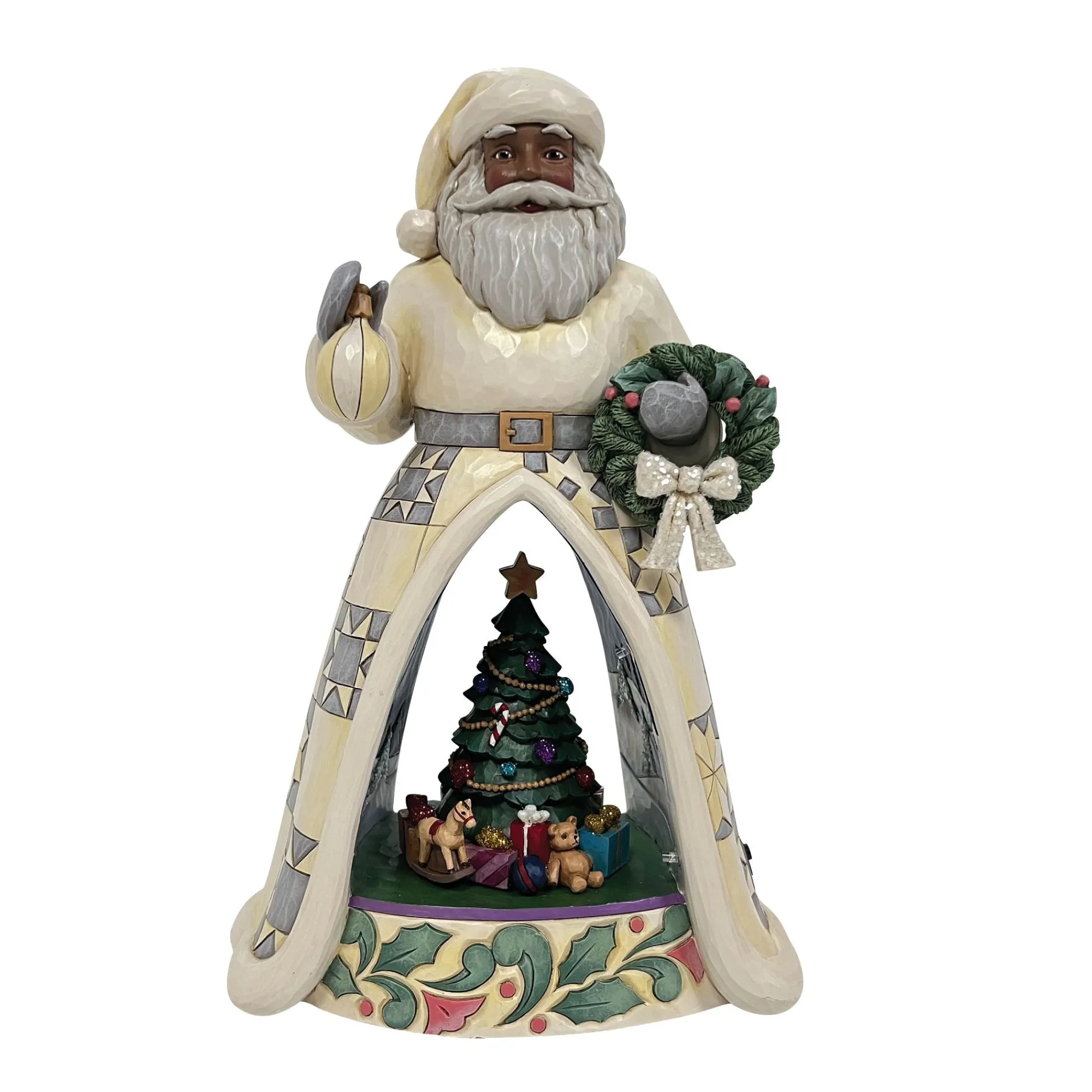 Enesco Gift Figurines | Santas | LED Santa Open Scene with Anim