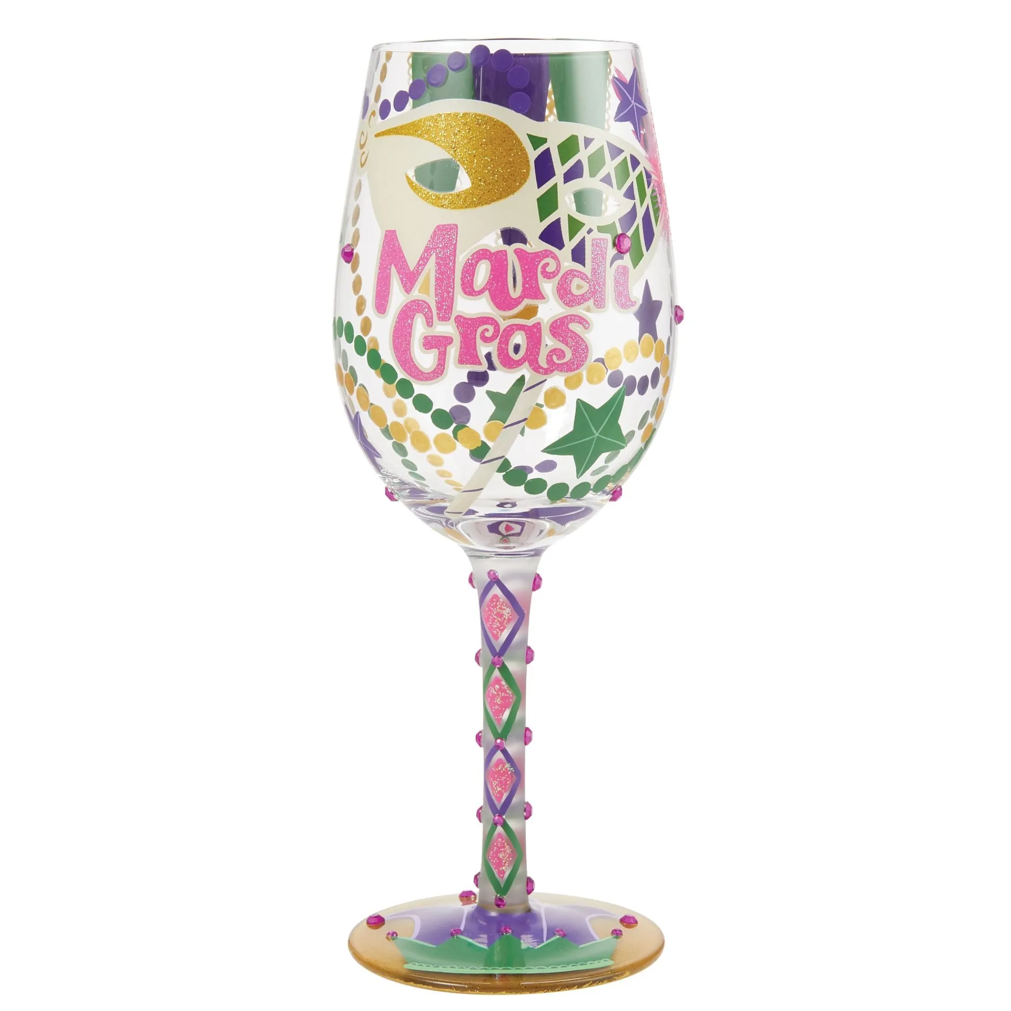 Enesco Gift Drinkware | Mardi Gras Wine Glass