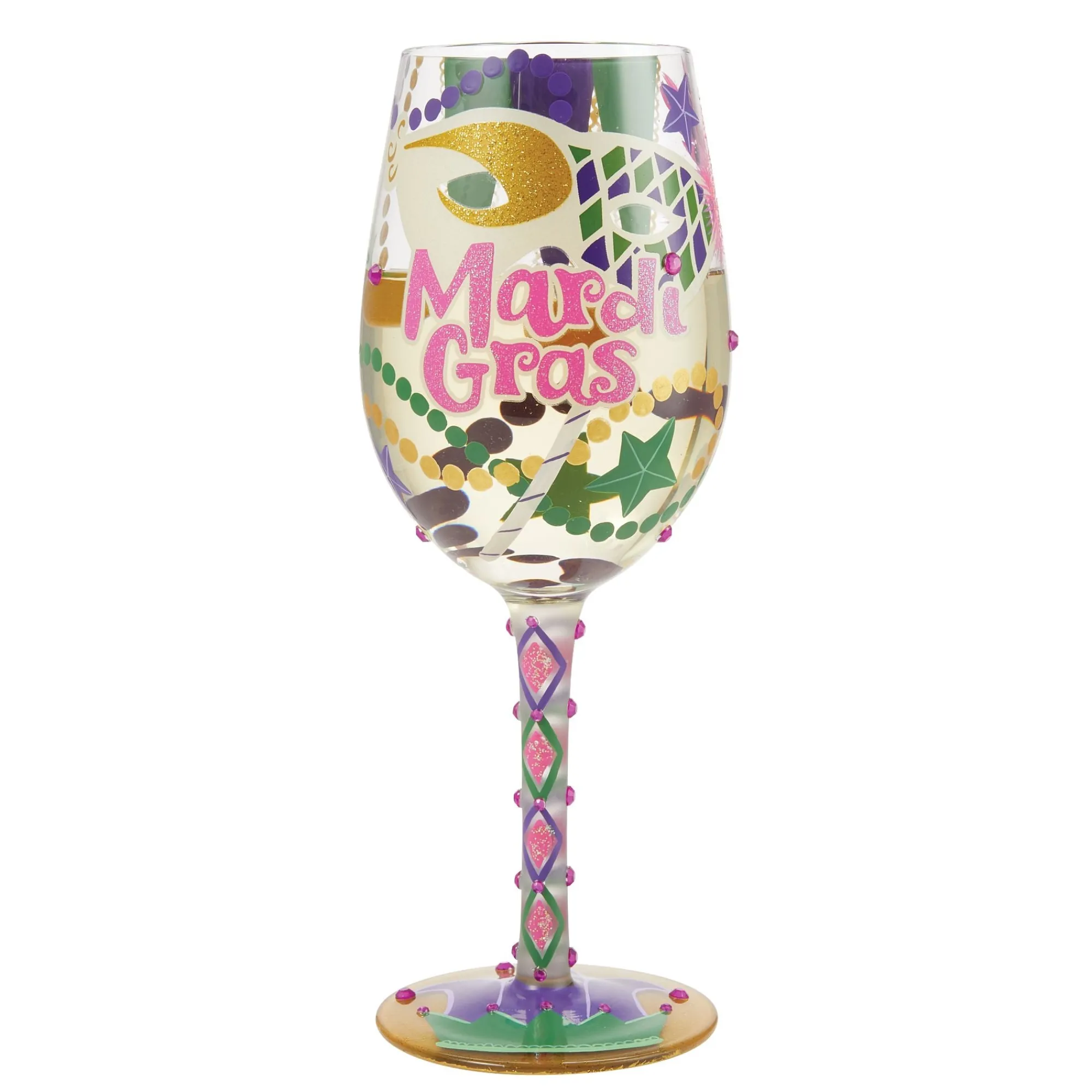 Enesco Gift Drinkware | Mardi Gras Wine Glass