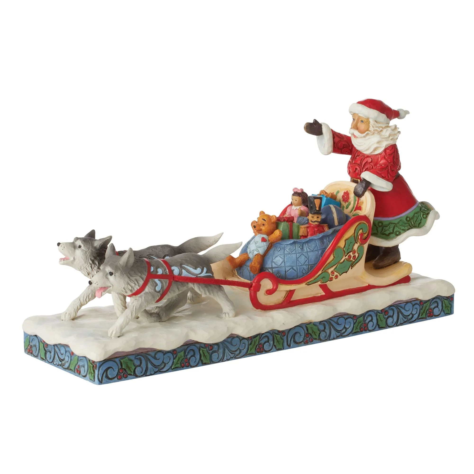 Enesco Gift Figurines | Santas | Santa Dog Sledding