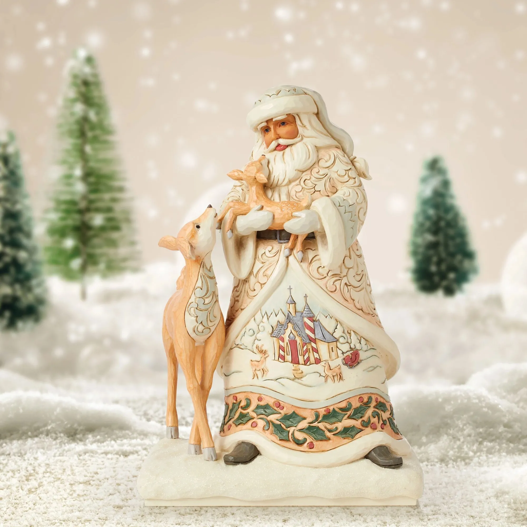 Enesco Gift Figurines | Santas | Santa Holding Fawn Fig