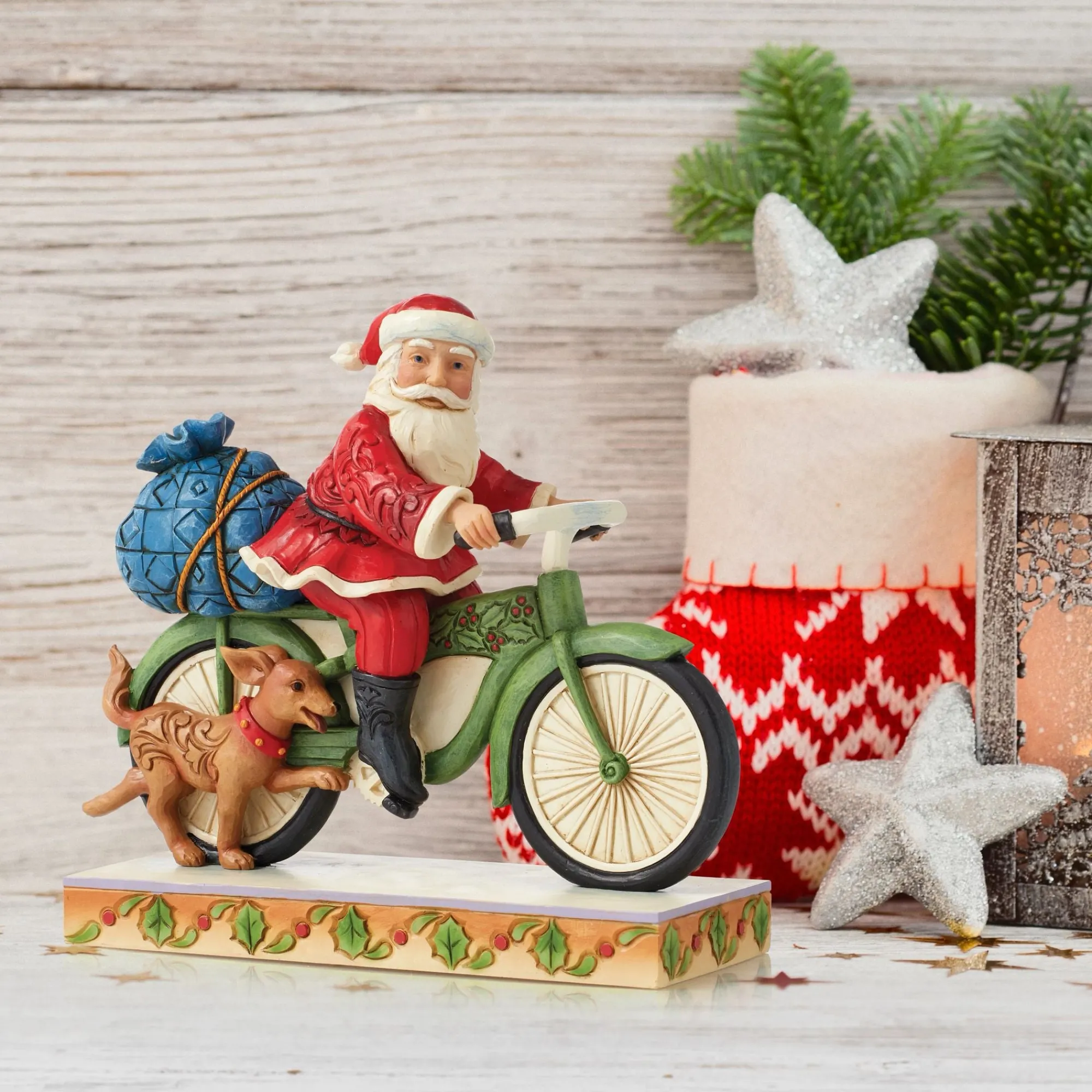 Enesco Gift Figurines | Santas | Santa Riding Bicycle