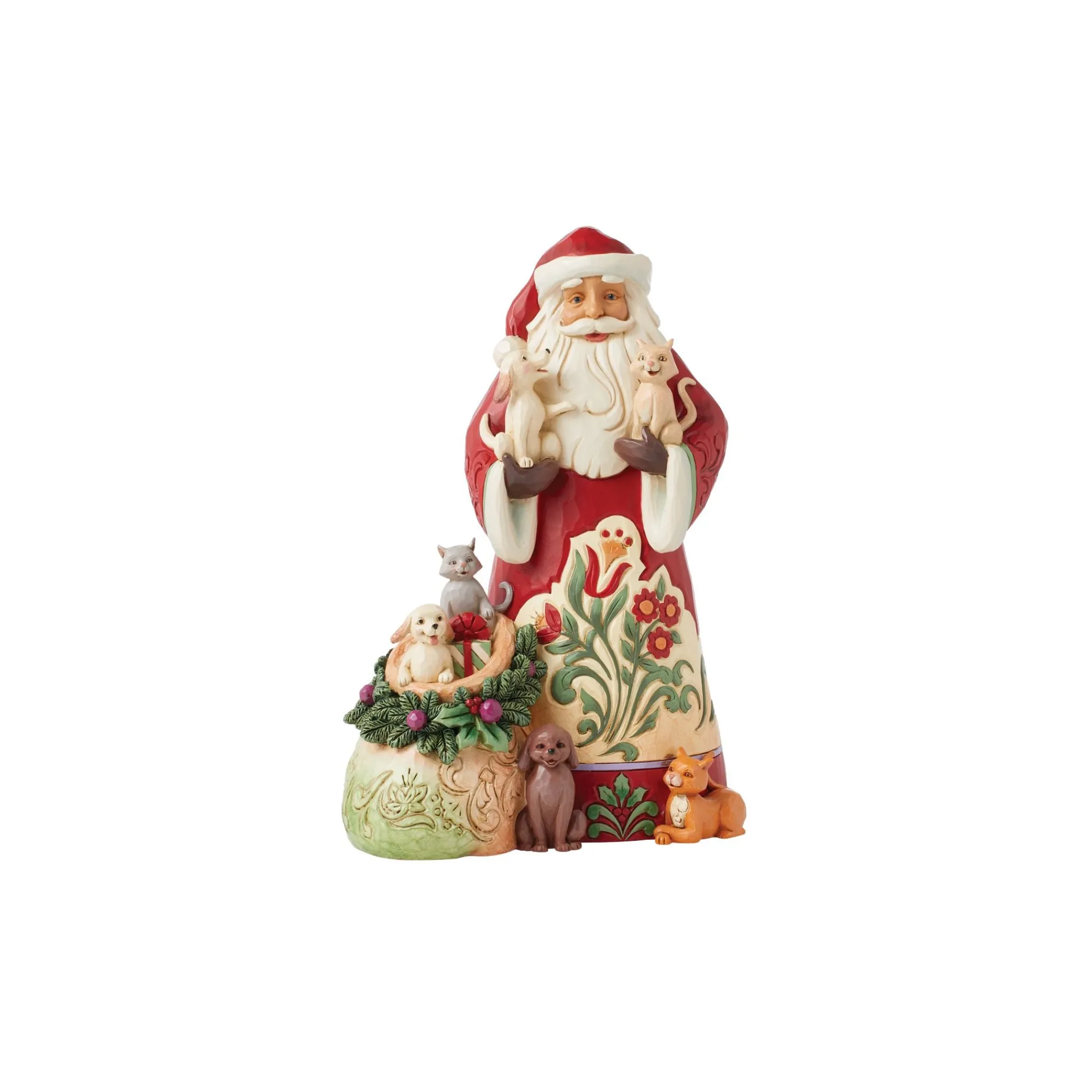 Enesco Gift Figurines | Santas | Santa with Pets Figurine