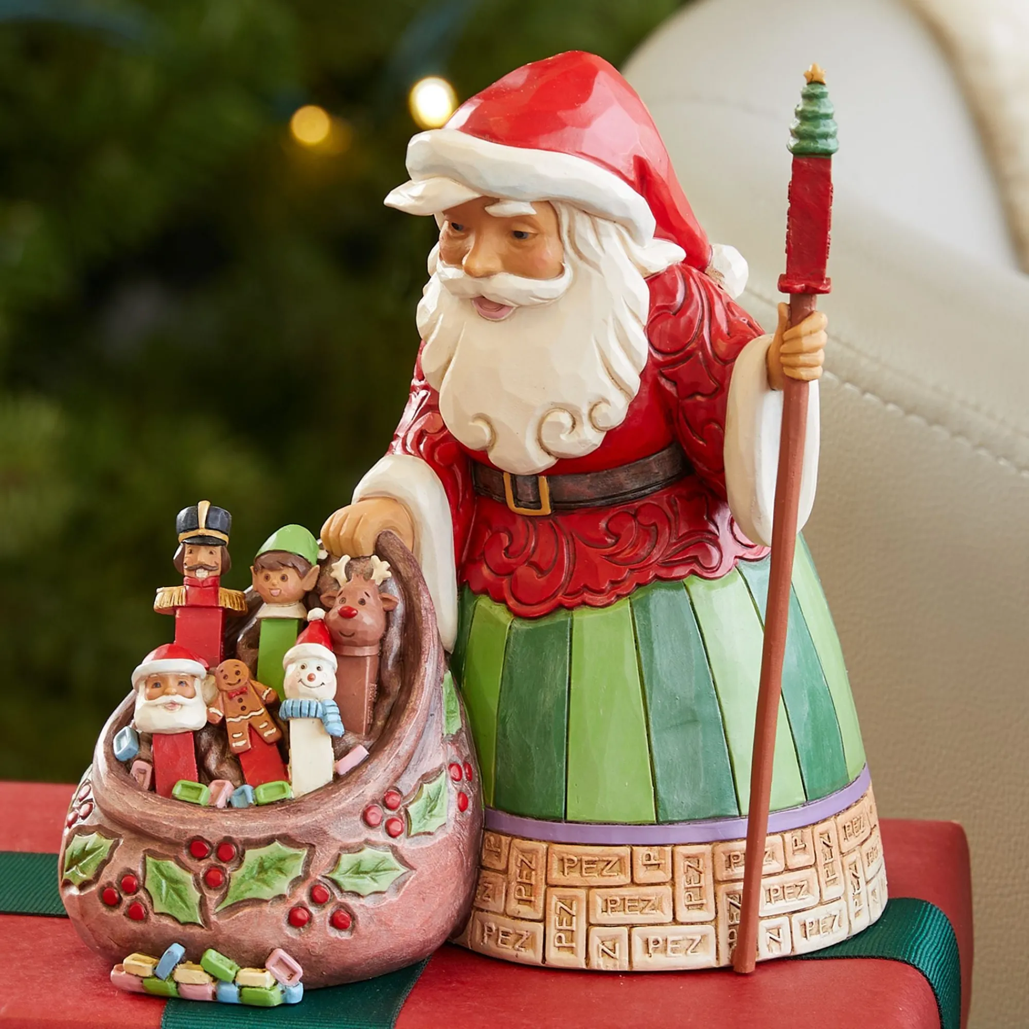Enesco Gift Figurines | Santas | Santa with PEZ Toy Bag