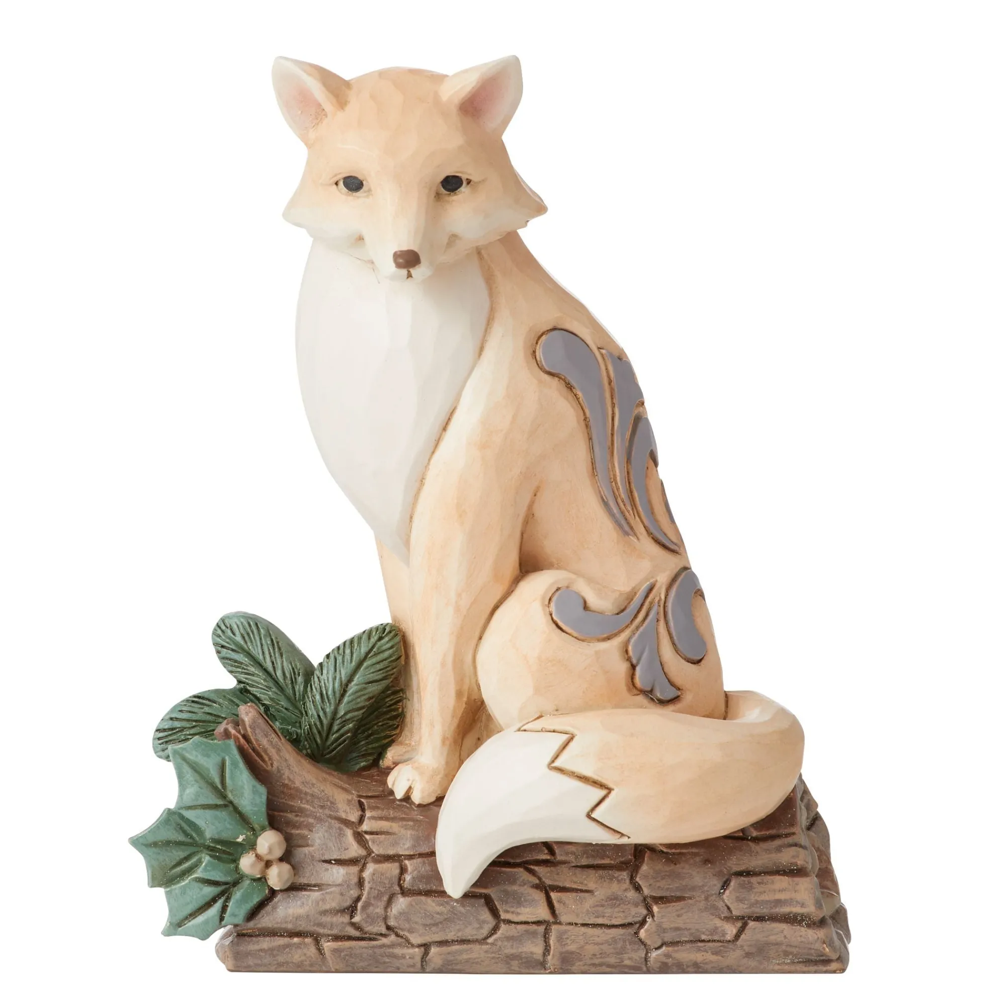 Enesco Gift Figurines | White Woodland Fox on BirchLog