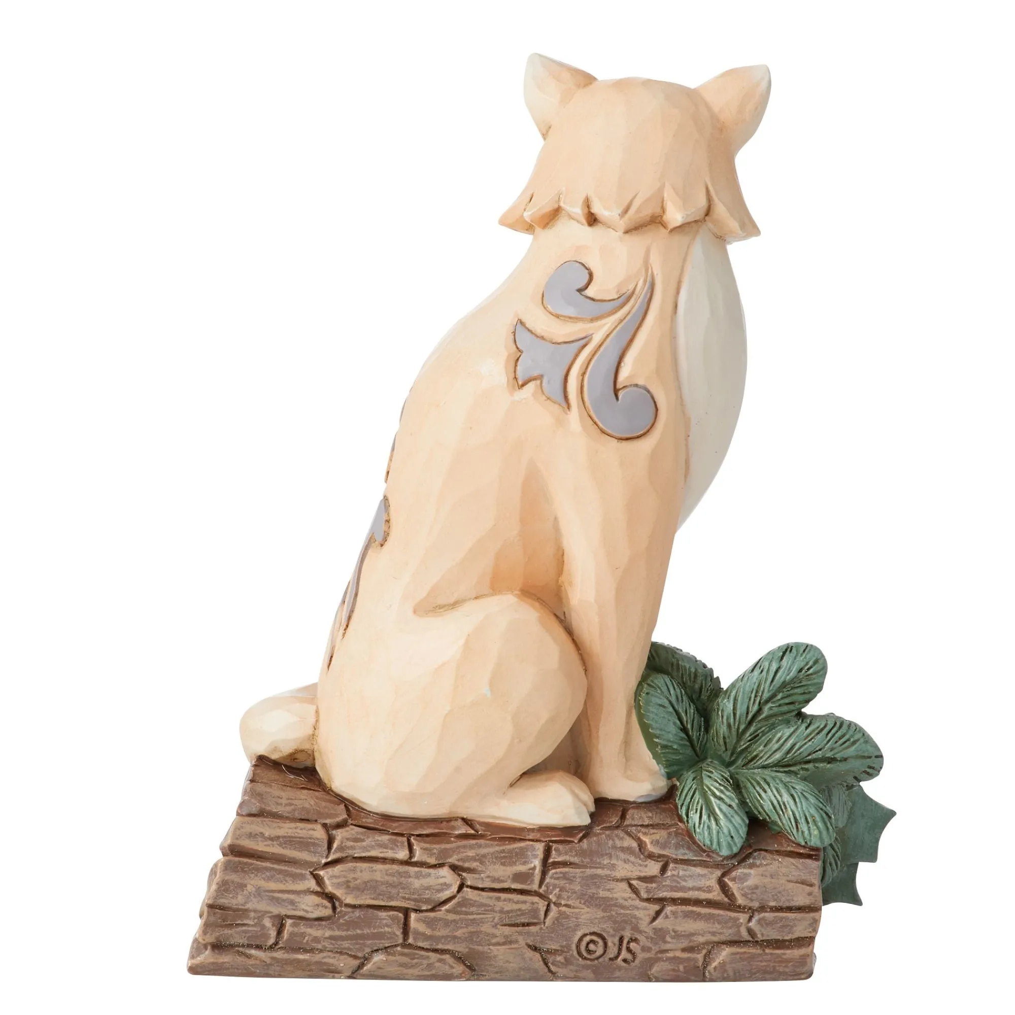 Enesco Gift Figurines | White Woodland Fox on BirchLog